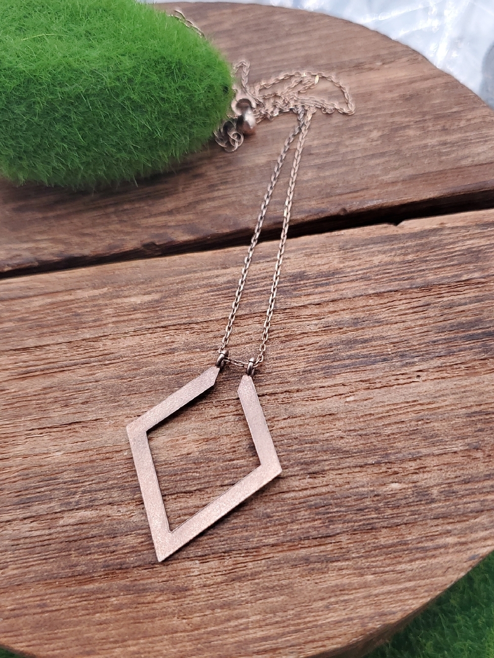 Geometric Pendant Necklace in Rose Vermeil Sterling Silver 3‎ Gram 22 Inch N0529